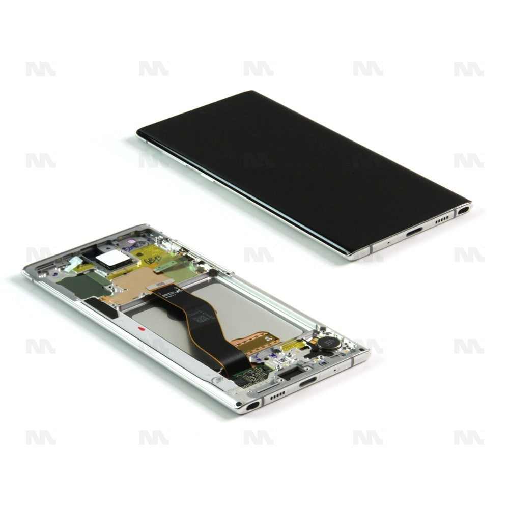 Samsung Galaxy Note 10 N970F Display And Digitizer With frame Aura White Service Pack