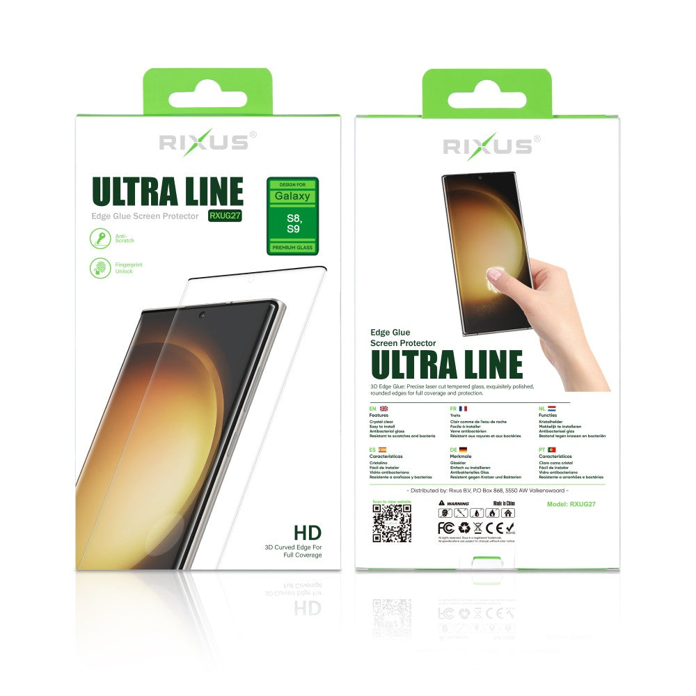 Rixus Clear HD Ultra Line Tempered Glass For Samsung Galaxy S8, S9